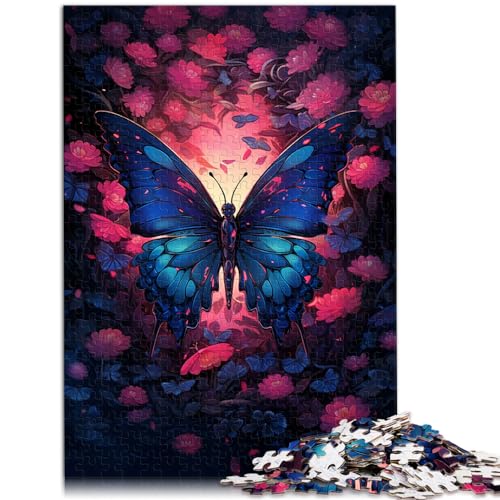 Spielzeug-Puzzle, Blaue Schmetterlinge und Blumen, Puzzle für Erwachsene, 1000 Teile, Holzpuzzle als Geschenk für die ganze Familie, 1000 Teile (50 x 75 cm) von LGNBTGM