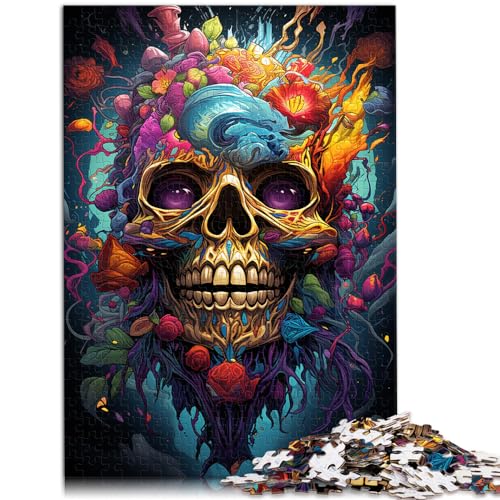 Spielzeug-Puzzle, bunt, Psychedelischer, böser Totenkopf, 1000 Teile, Puzzle aus Holz, Familienaktivität, Puzzle, Lernspiele, 1000 Teile (50 x 75 cm) von LGNBTGM