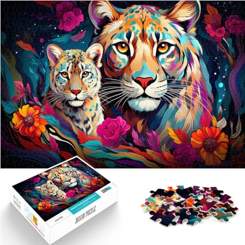 Spielzeug-Puzzle, bunter Psychedelischer Leopard, 1000-teiliges Puzzle für Erwachsene, Holzpuzzle, Weihnachtswunschliste mit Weihnachtsmann, 1000 Teile (50 x 75 cm) von LGNBTGM