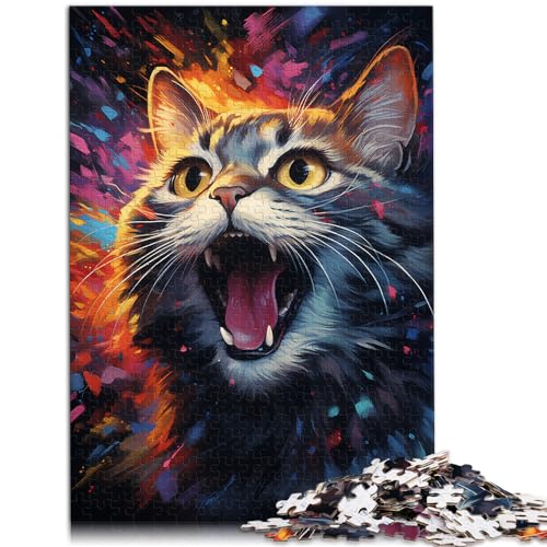 Spielzeug-Puzzle, farbenfrohe Kunst von Cosmic Cats für Erwachsene, 1000-teiliges Puzzle, Holzpuzzle, Spielzeug-Puzzle, Lernspiele, Stressabbau-Puzzle, 1000 Teile (50 x 75 cm) von LGNBTGM