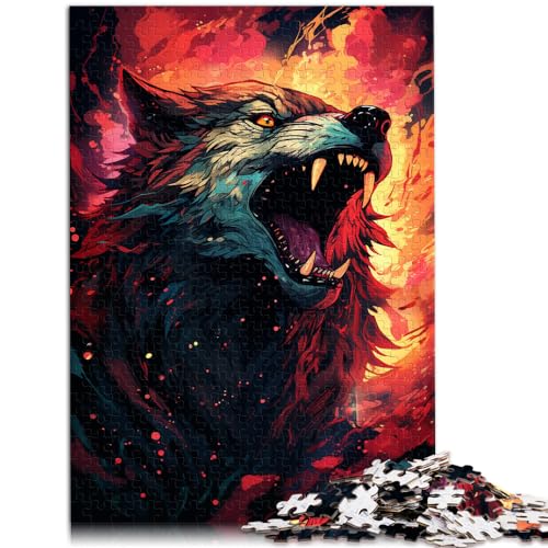 Spielzeug-Puzzle, farbenfroher Psychedelischer böser Wolf, 1000 Puzzles für Erwachsene, Holzpuzzles, Spielzeug-Puzzles, Lernspiele, Stressabbau-Puzzles, 1000 Teile (50 x 75 cm) von LGNBTGM