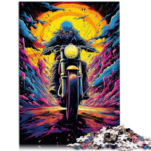 Spielzeug-Puzzle, farbenfrohes psychedelisches Fantasy-Motorrad-Puzzle | Puzzle 1000 Teile für Erwachsene, Holzpuzzle für Familienspaß und Spieleabend, 1000 Teile (50 x 75 cm) von LGNBTGM