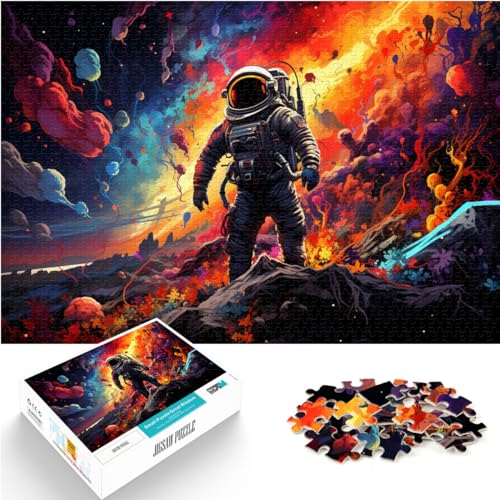 Spielzeug-Puzzle „Astronaut im farbenfrohen Universum“, 1000 Teile, Premium-Puzzle, Holzpuzzle, Wanddekoration, einzigartige Geburtstags, 1000 Teile (50 x 75 cm) von LGNBTGM