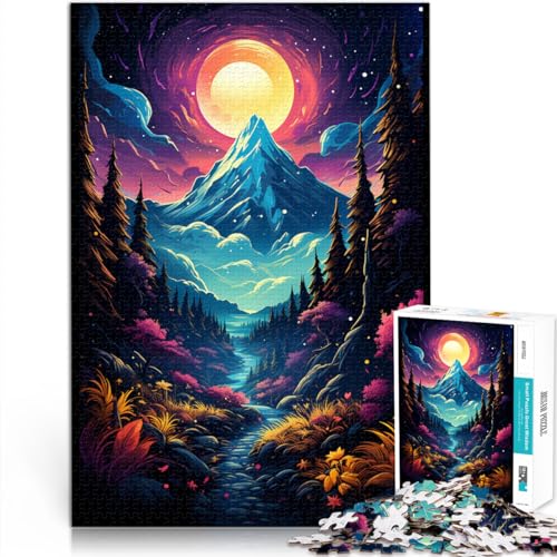 Spielzeug-Puzzle „Die farbenfrohe Psychedelie von Cosmic Mountain“ für Erwachsene, 500-teiliges Puzzle, Lernspiele, Holzpuzzle, Familiendekoration, 500 Teile (38 x 52 cm) von LGNBTGM