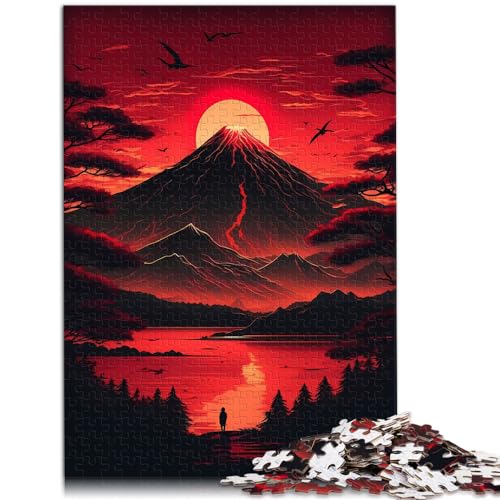 Spielzeug-Puzzle „Roter Sonnenuntergang über dem Berg Fuji“, 1000-teiliges Puzzle aus Holz, anspruchsvolles, unterhaltsames Spiel für die ganze Familie, 1000 Teile (50 x 75 cm) von LGNBTGM