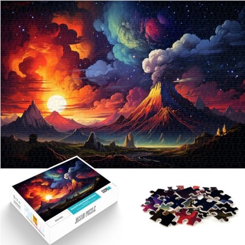 Spielzeug-Puzzle Bunte Psychedelie kosmischer Vulkane 1000 Teile für Erwachsene Schwierige Puzzles Holzpuzzle Denkspiel 1000 Teile (50 x 75 cm) von LGNBTGM