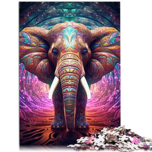 Spielzeug-Puzzle Bunter Elefant Erwachsene 1000 Teile Puzzle Geschenke Holzpuzzle Spielzeug Puzzles Lernspiele Stressabbau-Puzzles 1000 Stück (50x75cm) von LGNBTGM