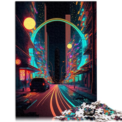 Spielzeug-Puzzle Neonlicht-Straßenpuzzle 300 Teile Puzzle Holzpuzzle Spaß für Aktivitäten zu Hause, Geburtstagsgeschenk, Reisegeschenke, 300 Stück (26 x 38 cm) von LGNBTGM