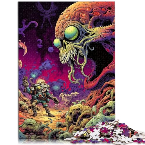 Spielzeug Puzzle Weltraummonster 1000-teiliges Puzzle Holzpuzzle Familienspiel Stressabbau Schwieriges Herausforderungspuzzle 1000 Teile (50 x 75 cm) von LGNBTGM