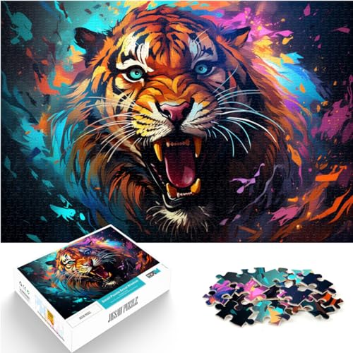 Spielzeug-Puzzle Wütender Tiger, 1000-teiliges Puzzle für Erwachsene, Holzpuzzle, Spielzeug-Puzzle, Lernspiele, Stressabbau-Puzzle, 1000 Teile (50 x 75 cm) von LGNBTGM