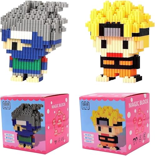 Naruto Building Blocks Kakashi Micro Blocks Set 2pcs Mini Bausteine 3D-Modell Spielzeug Cartoon Anime Mini DIY Bausteine Mini Puzzle Blocks Building Kit Geschenk Für Kinder von LGQHCE