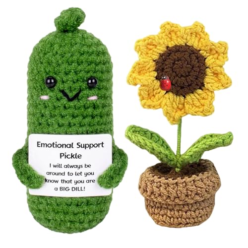 LGWJHCY Positive Cucumbers & Sunflower Topfpflanze Geschenk, Kreative Geschenke für Freunde, Gute Besserung Geschenke, Geschenk zur Förderung Positiver Energie, Süßes Kleines Ornament. von LGWJHCY