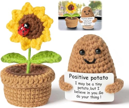 LGWJHCY Positive Potato & Sonnenblumen Topfpflanze Geschenk, Kreative Geschenke für Freunde, Gute Besserung Geschenke, Geschenk zur Förderung Positiver Energie, Süßes Kleines Ornament von LGWJHCY