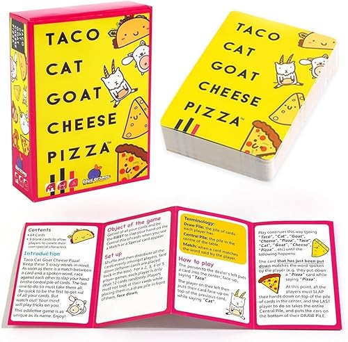 LGWJHCY Taco Cat Goat Cheese Pizza Taco Cat Goat Cheese Pizza Card Game Blue Orange Party Game for 2-8 Players Ages 8+ Years, 10-30 Minutes Playing Time von LGWJHCY