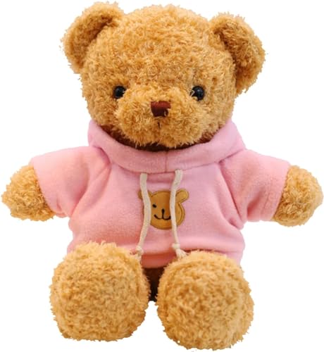 LGWJHCY Teddy Bear Plush Toy,30 cm Teddy Bear Soft Fur Teddy Bear with Hood Paw Print Plush Toy Cuddly Toy Gift (Pink) von LGWJHCY