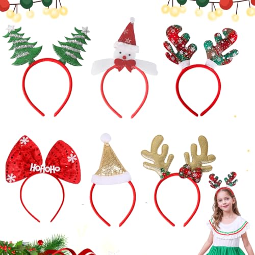 LGZIN 6 stück Weihnachten Haarreifen, Weihnachten Kopfschmuck, Rentier Haarbänder Weihnachten, Weihnachtsbaum Weihnachten Stirnbänder zum Weihnachtsfeier für Erwachsene und Kinder von LGZIN