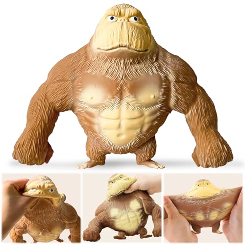 Gorilla Stressabbau Spielzeug, 16 x 17 cm Gorilla Stress Toy, Squishy Monkey Toy, Gorilla-Figur zum Stressabbau, Figuren Stretch-Spielzeug, Stress Relief Toys für Kinder und Erwachsene von LGZIN