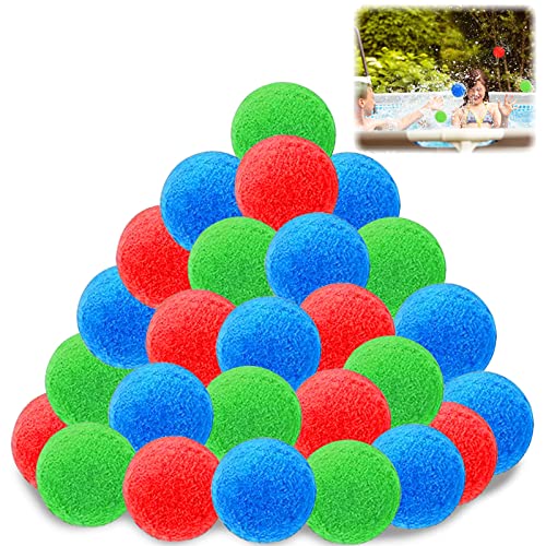 Schwamm Ball Plüschbälle, 50 STK Wasserbomben Wiederverwendbar, Wasserbomben Bälle Set Trampolin-Spielzeug, Pool- und Strandspaß, Party-Wasserballons und Strandspaß für Kinder ein Spiel von LGZIN