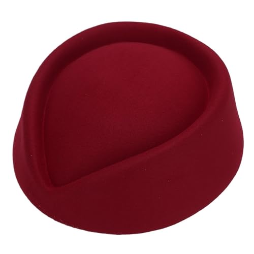 LHAODDUO Setewardess-Hut, Flugbegleiterin, Cosplay-Kostüm, Holzfilzhüte, Damen-Stewardessen-Hut for Mottoparty-Zubehör(RED,1PCS) von LHAODDUO