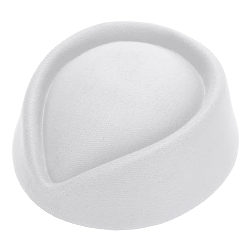 LHAODDUO Setewardess-Hut, Flugbegleiterin, Cosplay-Kostüm, Holzfilzhüte, Damen-Stewardessen-Hut for Mottoparty-Zubehör(White,1PCS) von LHAODDUO