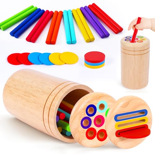 Montessori Spielzeug ab 1 2 3 Jahr, Holzspielzeug Kinder Farbe Sortierspiel Baby Spielzeug 1 Jahr Kinderspielzeug ab 1-3 Jahre Geschenk Mädchen Jungen 1 2 3 Jahre Motorikspielzeug Lernspiele ab 1 Jahr von LHBuno