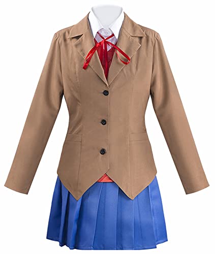 Game Doki Doki Literature Club Cosplay Monika Outfits, JK Schuluniform Anzug für Anime-Fans, Cosplay, Khaki, S von LHHZDH