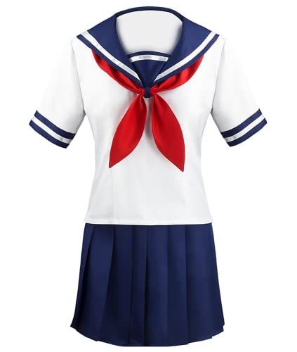 LHHZDH Spiel Yandere Simulator Cosplay Ayano Aishi Outfits, JK Sailor Rock Anzug für Anime-Fans Cosplay Yandere-Chan,Weiß,S von LHHZDH