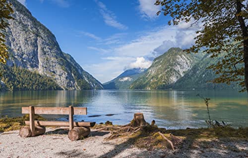 LHJOYSP Puzzle mädchen 3D Puzzle 1000 Teile,natürliche Schönheit,See,Deutschland,Sitzbank,Königssee,Watzmann,75x50cm von LHJOYSP