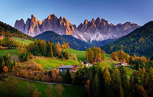 LHJOYSP Geschenke Junge 3D Puzzle 1000 Teile Stadt Herbsttal Italien Dolomiten Südtirol St. Magdalena Kirche San Giovanni 75x50cm von LHJOYSPSP