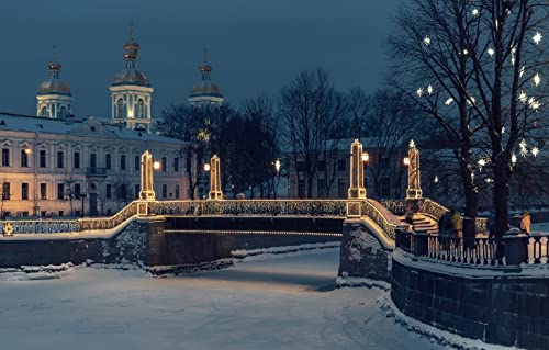 LHJOYSP Puzzel 1000 Stadt Winter Schnee Schnee Brücke Fluss Sankt Petersburg Russland Nacht Stadt 75x50cm von LHJOYSPSP