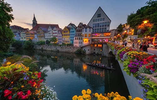 LHJOYSP Puzzle 1000 Stadtbrücke Flussschiff Architektur Deutschland Lichter Tübingen 75x50cm von LHJOYSPSP