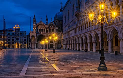 LHJOYSP Puzzle 1000 Teile Stadtarchitektur Piazza San Marco, Venedig Nachtstadt, Italien 75x50cm von LHJOYSPSP