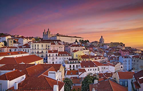 LHJOYSP lernspielzeug 3D Puzzle 1000 Teile Stadtdächer im Morgengrauen Lissabon, Portugal 75x50cm von LHJOYSPSP