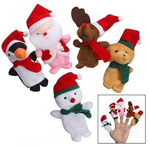 LHKJ 5 Stücke Weihnachten Fingerpuppe Set,Lernen Handpuppe Spiel,Weihnachten Handpuppe Finger Plüschtier für Kinder von LHKJ