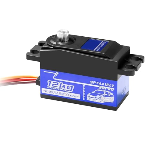 LHKQHRDL 12kg 4412LV Kurzer Körper Großes Drehmoment Digitale Metall Servos for RC Auto Crawler SCX10 TRX4 1Pcs(4412LV-210) von LHKQHRDL