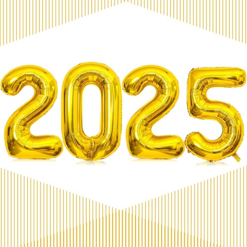 2025 Luftballons, 40,6 cm Gold 2025 Zahlenballons, 2025 Goldballons, 2025 Silvester Goldballons für Silvester Partyzubehör 2025, Neujahr 2025, Weihnachten, Abschlussfeiern Dekorationen von LHOAVWE