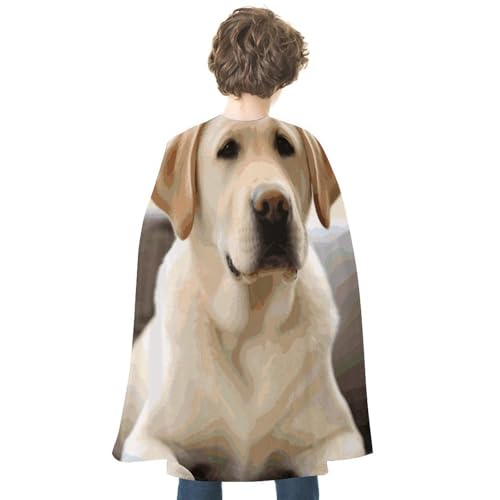 LHOKDR Umhang für Erwachsene, Halloween, Weihnachten, Cosplay, Hexenumhang, Unisex, Halloween-Umhang, niedlicher Labrador-Hunde-Aufdruck von LHOKDR