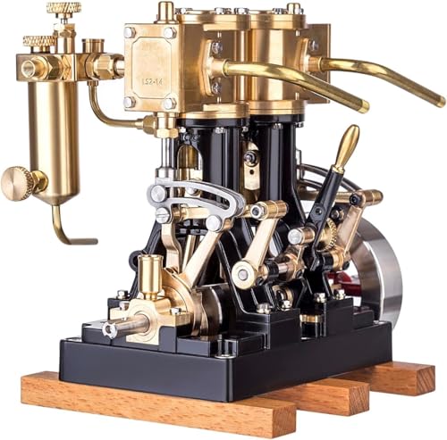 LHQLS Motor Modellbausatz, Modell Einer Doppelzylinder-Kolbendampfmaschine ohne Kessel for Dampf Modellschiffe über 80cm, laufender Modellbausatz for einen Stromgenerator. von LHQLS