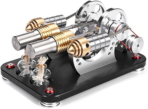 LHQLS Motor Modellbausatz, bootfähiges 2-Zylinder-Parallel-Mikromotor Modell, mechanischer Metall Motorbausatz, pädagogisches DIY-Dampfkraftspielzeug for Technikbegeisterte. von LHQLS