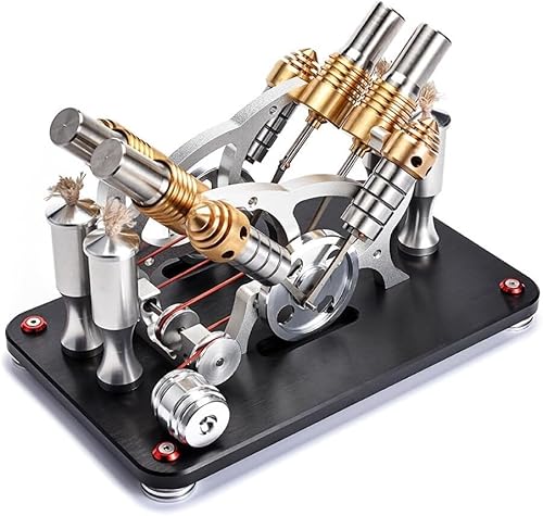 LHQLS Motor-Modellbausatz, bootfähiges V4-4-Zylinder-Parallel-Mikromotor Modell, mechanischer Modellmotor, laufender Modellmotorbausatz, Geschenk for Technikbegeisterte, Erwachsene. von LHQLS