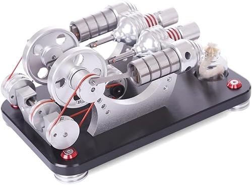 LHQLS Motor Modellbausatz für Erwachsene, bootfähiges 2-Zylinder-Parallel-Mikromotor Modell, lauffähiger Modellmotor Bausatz for Stromgeneratoren for Technikbegeisterte. von LHQLS