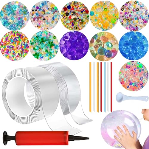 30 Stück Nano Tape Bubbles Set,Magie Nanoband Set,DIY Nano Tape Set,Nano Tape 2cm 5cm Nanoband Doppelseitig Extra Stark,Blowing Bubble Tape Handmade DIY Decompression Craft Kit für Mädchen, Jungen. von LHYQDM