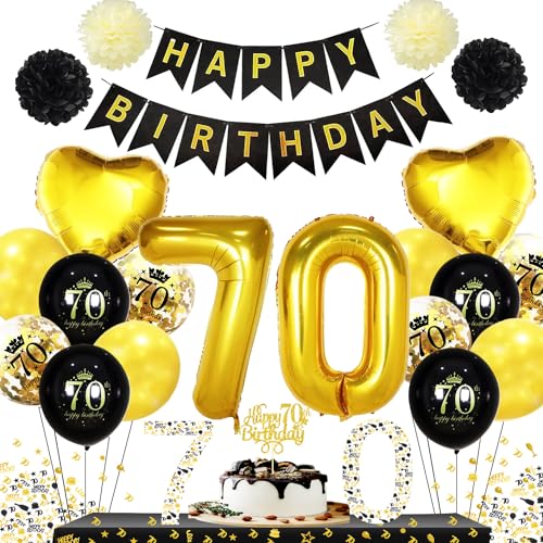 70 Geburtstag Deko Schwarz Gold,Deko 70 Geburtstag Mann Frau,70 Geburtstag Mann Frau,Geburtstagsdeko 70 Jahre Mann Frau,Ballon 70 Geburtstag Mann, 70. Geburtstag Folienballon Konfetti Party Deko. von LHYQDM