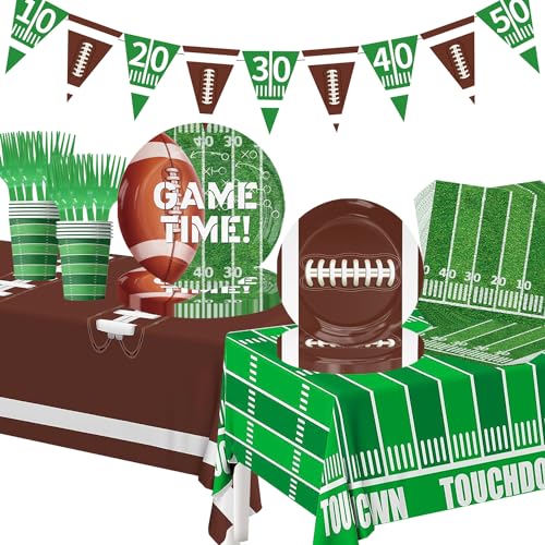 Fussball Geschirr Kindergeburtstag 20 Gäste,Fußball Geburtstag Deko 103 Pcs,American Football Geschirr Set,Teller Fussball Servietten,Tassen Tischdecke,Dekoration für Sportpartys Football Geburtstag von LHYQDM