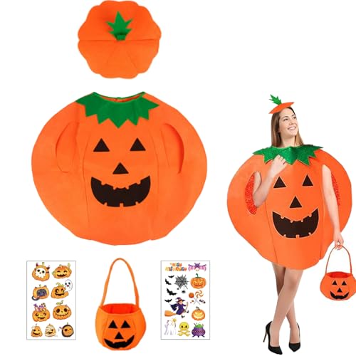 LIANRISES 5 Stück Halloween Kürbis Kostüm, Mit Kürbiskorb,Hut und 2 Gefälschte Tattoos, Kürbis Kostüm Erwachsene,Kinder, für Cosplay, Karneval Lustig Party, Halloween Party und Themenveranstaltungen LIANRISES 5 Stück Halloween Kürbis Kostüm, Mit Kürbiskorb,Hut und 2 Gefälschte Tattoos, Kürbis Kostüm Erwachsene,Kinder, für Cosplay, Karneval Lustig Party, Halloween Party und Themenveranstaltungen von LIANRISES