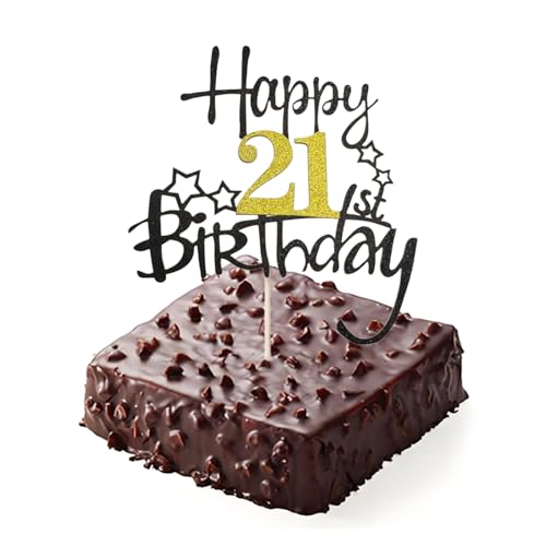 LIANRISES Tortendeko 21 Geburtstag Frau Mann, Cake Topper 21. Geburtstag, Schwarz und Gold LIANRISES Tortendeko 21 Geburtstag Frau Mann, Cake Topper 21. Geburtstag, Schwarz und Gold von LIANRISES