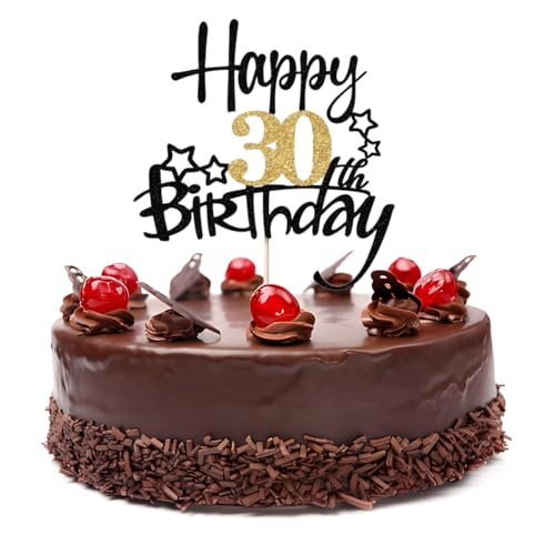 LIANRISES Tortendeko 30 Geburtstag Mann Frau, Cake Topper 30. Geburtstag, Schwarz und Gold Tortenaufsatz LIANRISES Tortendeko 30 Geburtstag Mann Frau, Cake Topper 30. Geburtstag, Schwarz und Gold Tortenaufsatz von LIANRISES