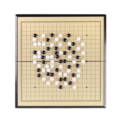 LIANTIAN Go-Spielbrett-Set, zusammenklappbares magnetisches Go-Brett mit Aufbewahrungsboxen, langlebige einzelne Konvexe Go-Steine, geeignet für alle Altersgruppen und Go-Enthusiasten(Yellow+Black,B) von LIANTIAN