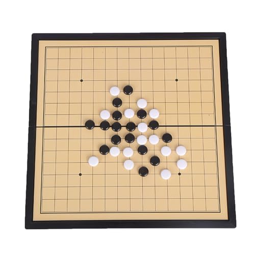 LIANTIAN Go-Spielset mit magnetischen Spielsteinen, Klappbrett und Aufbewahrungsboxen, einzelne Konvexe Go-Steine zur Verbesserung strategischer Fähigkeiten und Konzentration(Yellow+Black,A) von LIANTIAN