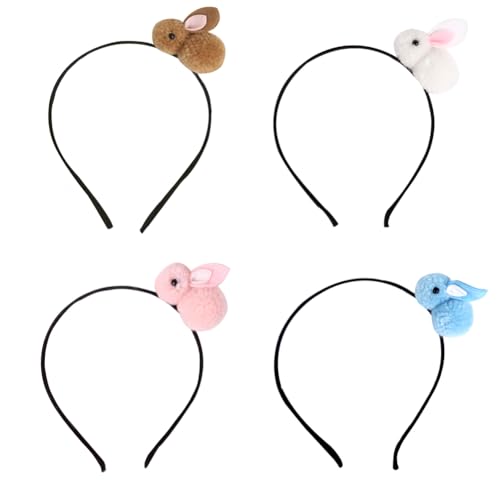 LICHENGTAI 4 Stück Hasenohren Haarreif, Osterhasenohren mit Karotte, Hase Ohren Haarbänder, Ostern Stirnband Easter Headbands für Kinder, Cosplay, Hasenohren, Stirnbänder von LICHENGTAI